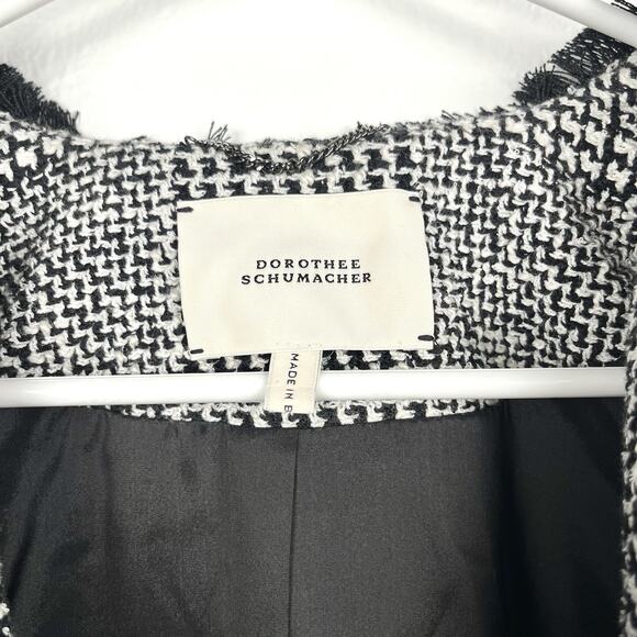 Dorothee Schumacher Houndstooth Black & White Tweed Blazer Jacket Sz 5/US 10 - Picture 7 of 9